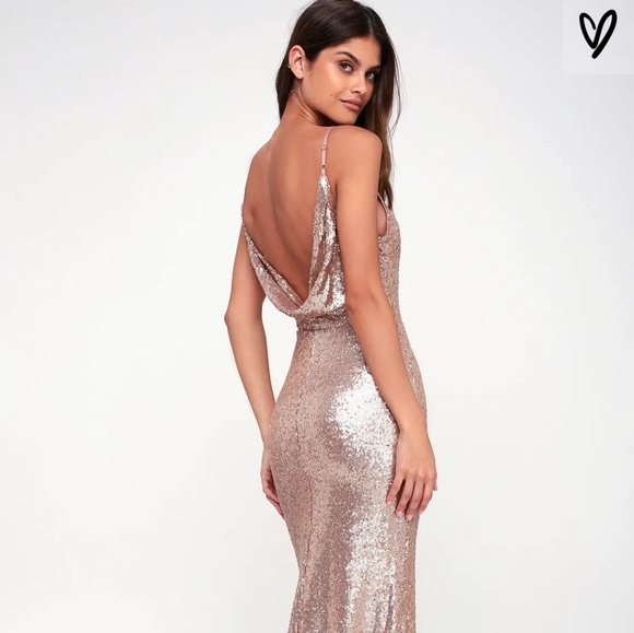 Lulus Dresses & Skirts - Lulus gold champagne sequin maxi dress